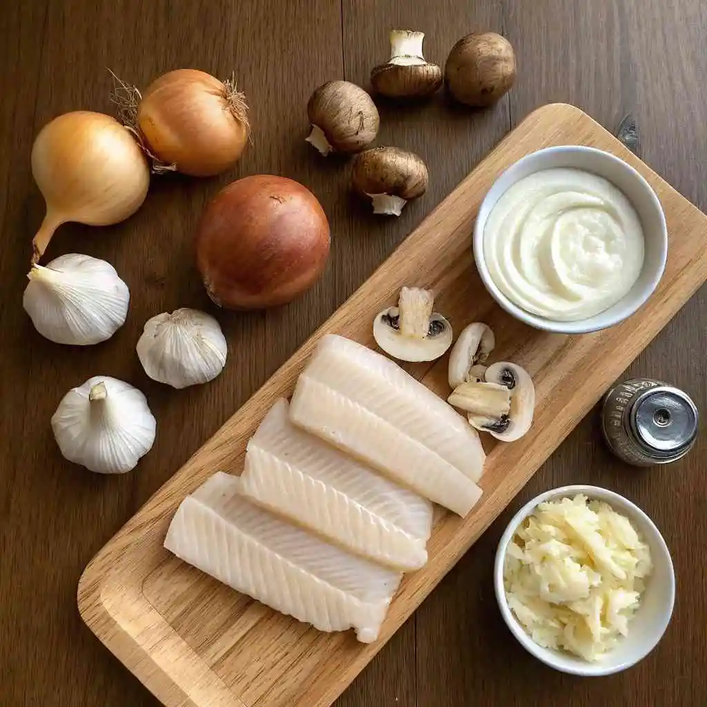 Filet de poisson à la sauce champignons – Le meilleur plat facile 2 ingredients filet poisson champignons
